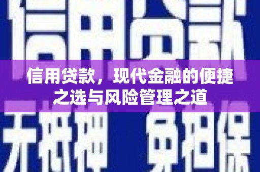 夏河信用贷款，现代金融的便捷之选与风险管理之道