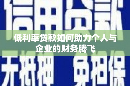 夏河低利率贷款如何助力个人与企业的财务腾飞